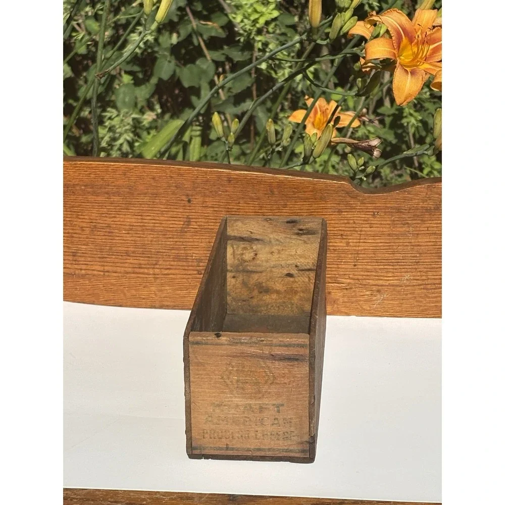 Vintage Kraft American Wood Box Process Cheese 5 LBS  Farmhouse Decor Cottage